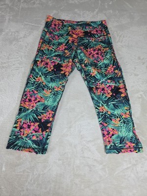 Old Navy Active Go-Dry Capri Leggings Women's L Tropical Floral Excellent Condit