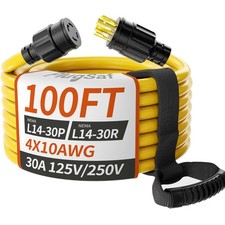 100FT 30 Amp Generator Extension Cord 4 Prong, NEMA L14-30P/L14-30R 10 Gauge ...