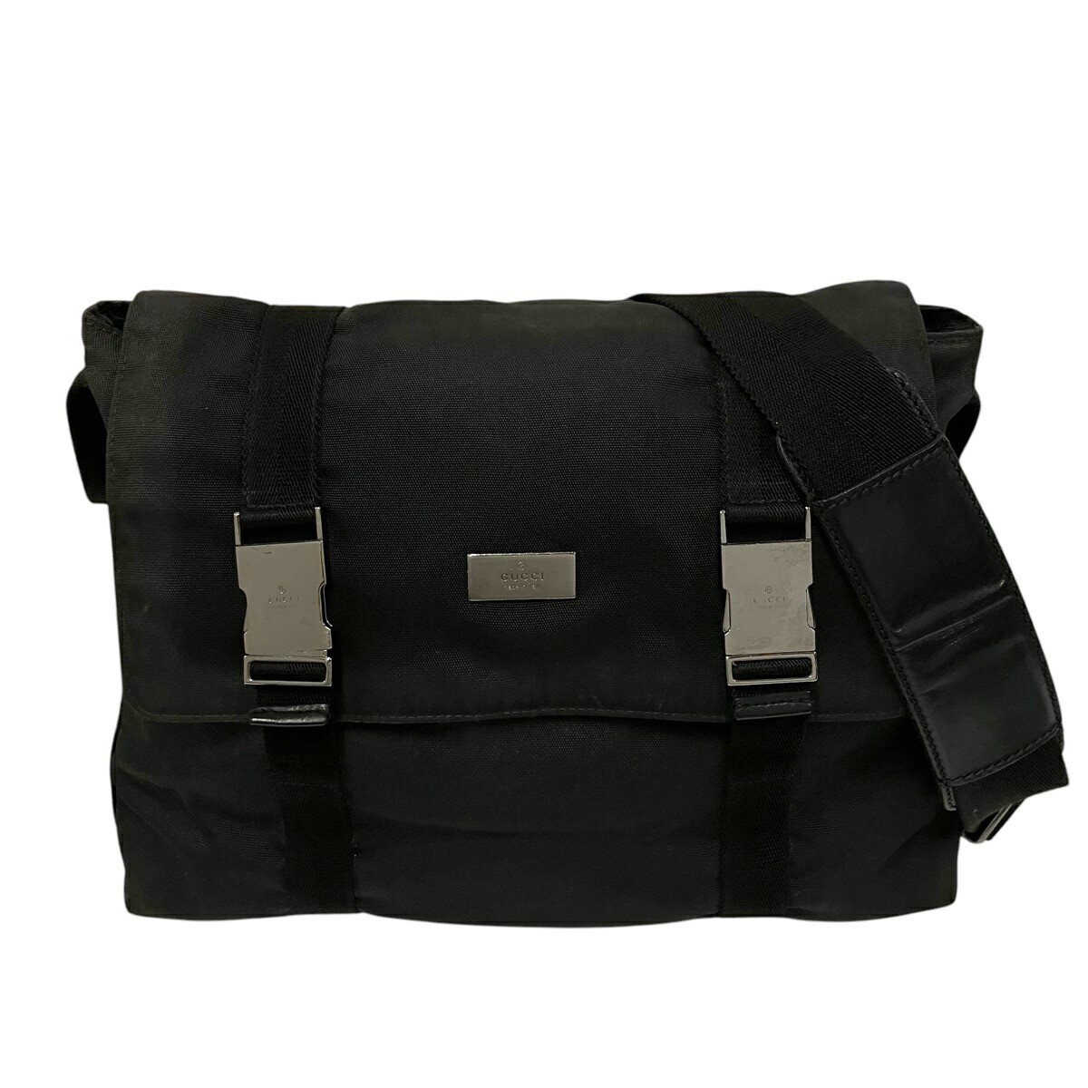 Vintage Gucci 122373 Black Nylon Canvas Shoulder Bag for Men