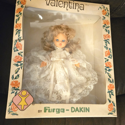 Vintage Furga Valentina Doll Wedding Bride Doll 1977 Blue Eyes 8.5'' Furga-Dakin