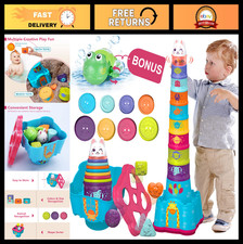 Stacking Toys for Toddlers 1-3, Nesting Cups Shape Sorter, Bath Playpen Fun
