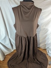 J Crew Womans size 2X Knit Mock Neck Poplin Skirt Midi Dress Brown BY263