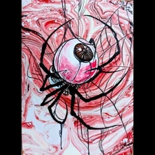 ACEO Original Spider Animal Abstract Acrylic Mini Pop Art Hand Painting NEW OOAK