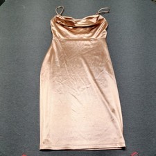 Windsor Satin Mini Dress Rose Gold Cowl Neck Womens L Bodycon