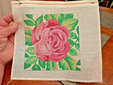 needlepoint canvas ROSE Bud 18 mesh Design 5.75" x 5.75"