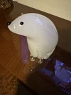 Vintage Italian Murano White Art Glass 6.5" Polar Bear Sculpture.