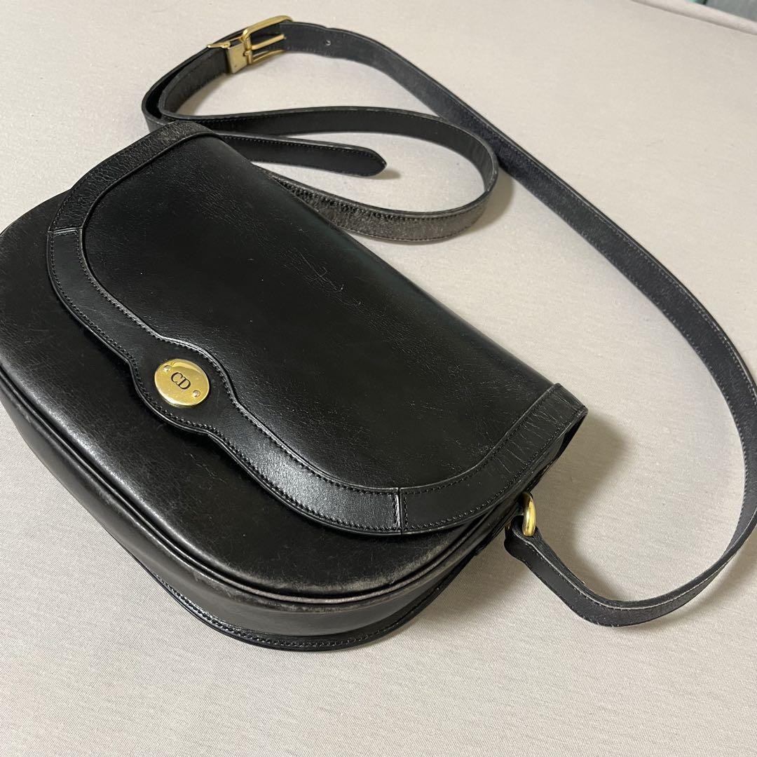 Dior CD Logo Black Leather Shoulder Bag Authentic F03271671