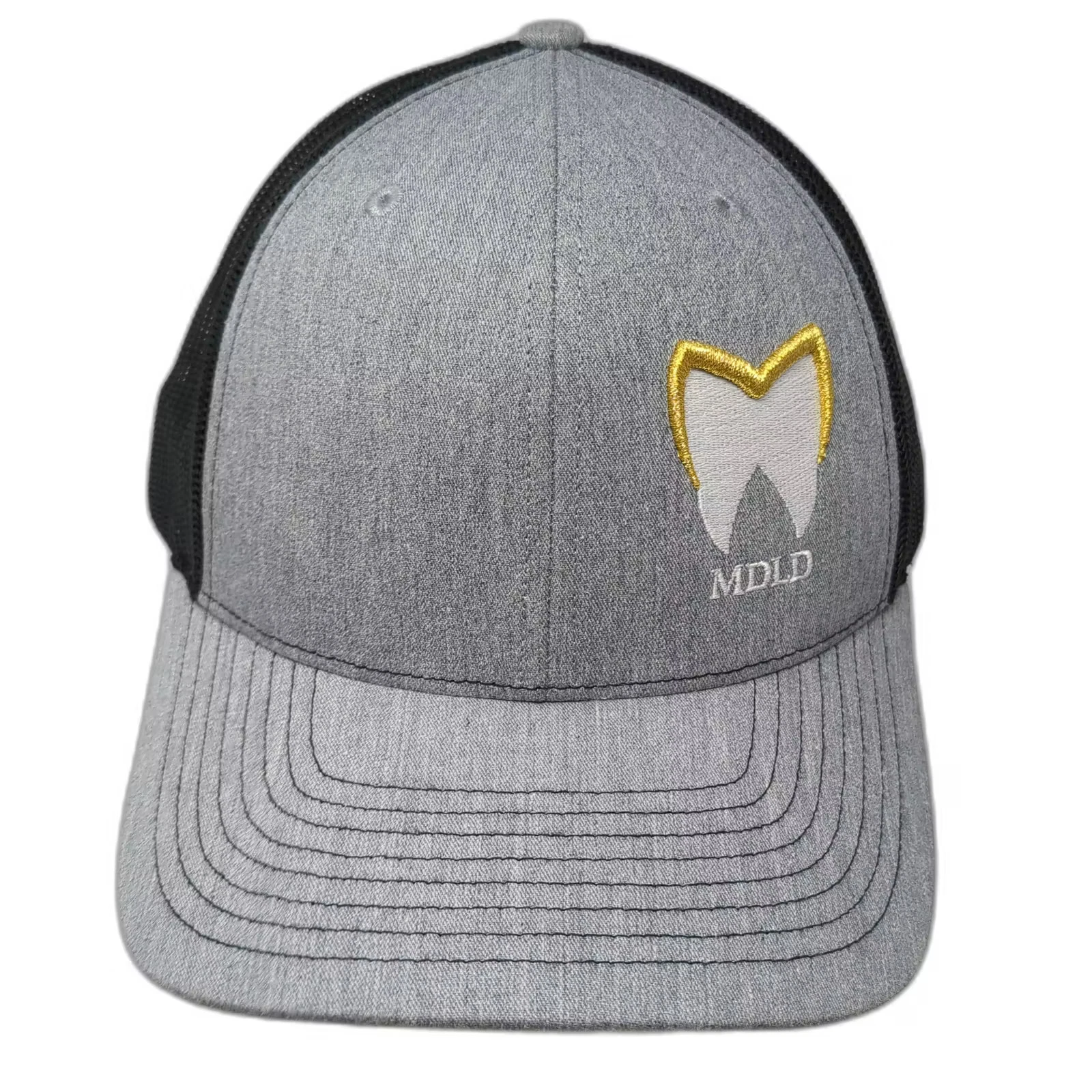 Richardson Trucker Hat Gray Black OS Snapback Mesh Back Embroidered Tooth Logo