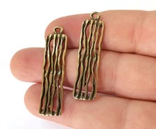 4 Rectangle Charms Earring Charms Antique Bronze 43x11mm G21511