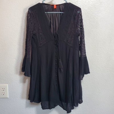 Chelsea & Violet Babydoll Dress Women M Black Flare Sleeve Goth Dark Romantic
