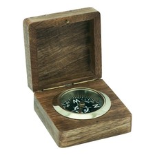 Boussole Intégrées dans Boîte en Bois / Laiton 7,5 X 4 CM Sea-Club