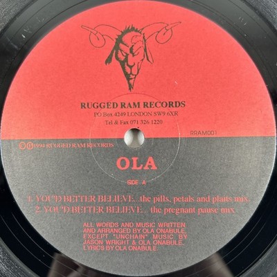 Ola   You'd Better Believe /12'' Vinyl/Electronic: House/UK/1994/RRAM001/VG