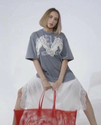 STELLA MCCARTNEY H&M LACE-TRIMMED T-SHIRT DRESS Size L