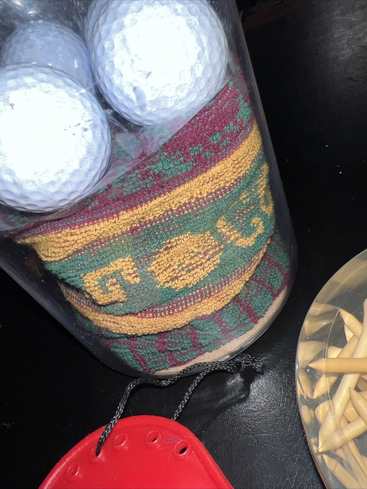 Golf Cigar Jar Sealed Humidor Men's Gift Set of Golf Balls Tees Towel