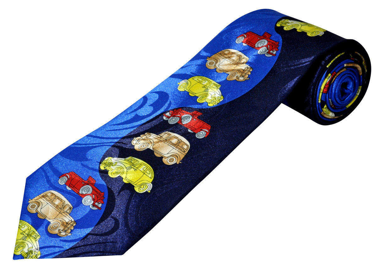 THE TIE STUDIO - Classic Fashion Cars on Two Tone Men's Vintage Novelty Tie