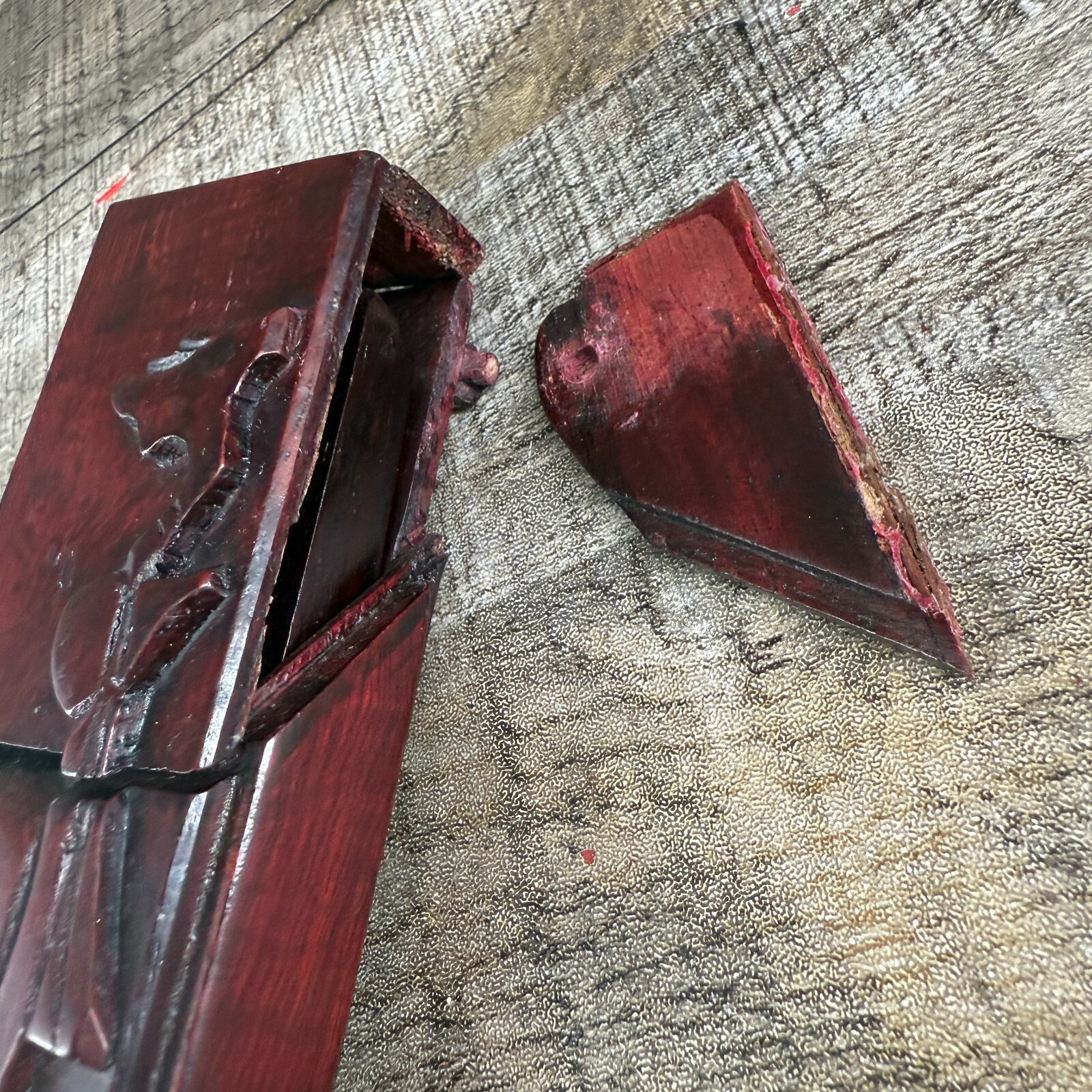 Vintage Chinese Red Wood Collectable Chopsticks With Case 5 Pairs