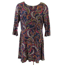 Banana Republic Multicolored Fit & Flare Dress Size 12 Long Sleeves Paisley NEW