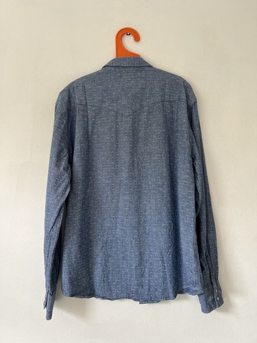 Levis Barstow Shirt L Fancy Brocade Western Denim Rare 2005 Sparkling Pearl Snap - Picture 17 of 18