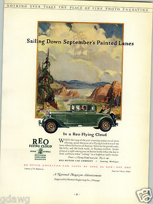 1927 PAPER AD Reo Flying Cloud Car Auto Automobile Commercial Printing Award