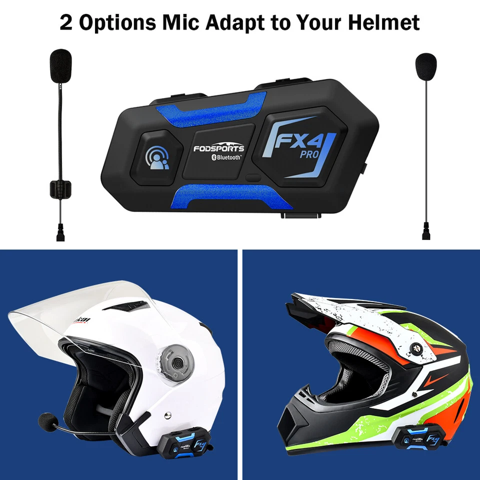 2x Interphone Sprechanlage 1KM Motorrad Bluetooth Helmet Intercom Headset 4Rider - Bild 3 von 4