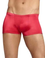 Male Power Men's  Satin Lo Rise Pouch Trunk Shorts Underwear Red, Medium (32-34)