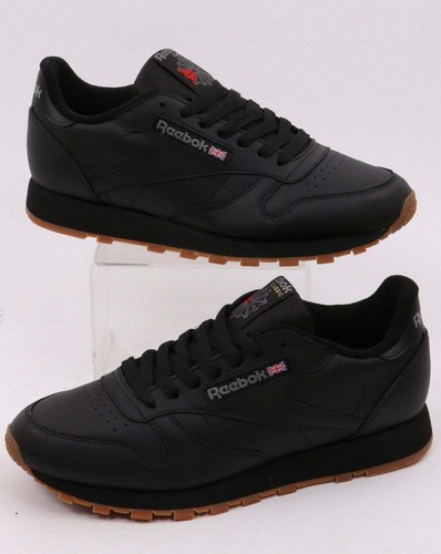 reebok leather trainers black