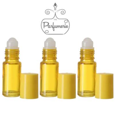 5ml Glass Roll-on Perfume Essential Oil Bottles Yellow Plain 1/6oz Roller Empty