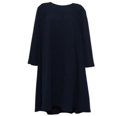 Donna Morgan dress women 4 navy blue babydoll formal 3/4 sleeves office Casual