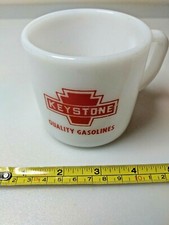 Ancienne tasse à café Keystone essence fédérale verre à lait Pennsylvanie gas oil publicité