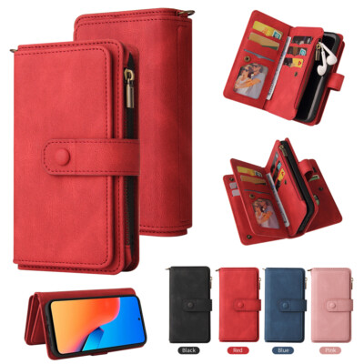 15 Card Zipper Magnetic Leather Flip Wallet Case For Redmi / Xiaomi ''All'' Series