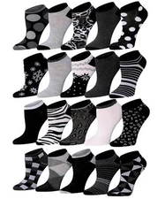 Tipi Toe Women's 20 Pairs Crazy Unique Colorful Patterned Low Cut/No Show Socks