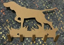 Hunting Dog- Key/Leash Holder Metal Wall Mount 5 Hooks-New