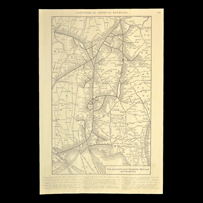 Vintage LOUISVILLE und NASHVILLE Eisenbahn Karte New Orleans Pensacola ca 1914