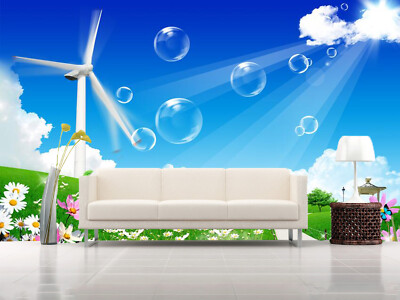 3D Windmill Bubble K11662 Wallpaper Mural Self-adhesive Removable Sticker Panda