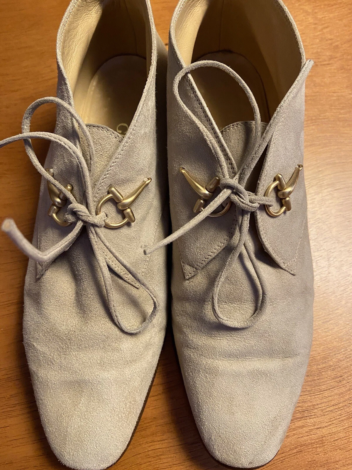Bottes courtes vintage GUCCI marron beige daim mors de cheval à lacets authentiques 36,5 B