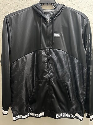 Mens Ecko Function Utility Full Zip Black Windbreaker Jacket Hooded