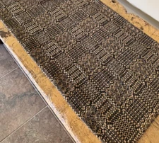NEW Primitive TABLE RUNNER NORWICH WEAVE BLACK MUSTARD 56"x14" Cotton Farm
