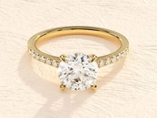Elegant Moissanite Pave Ring - Sterling Silver  Setting with Fire and Brilliance