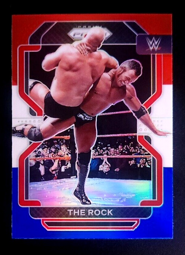 2022 Prizm WWE #191 The Rock Red White Blue Prizm