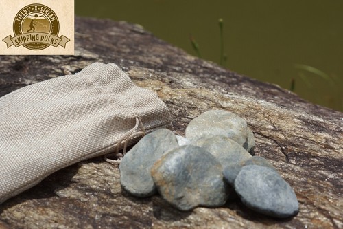Fields-X-Stream Burlap Bag with 13 Stream Hand Harvested Schist Skipping Rocks - Picture 9 of 11