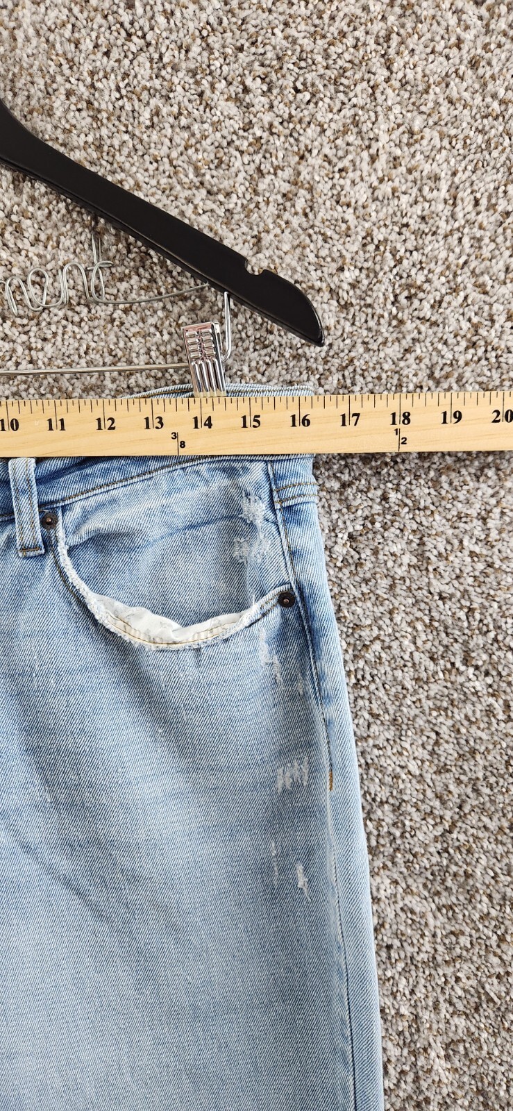 Rewash Super High Rise Jeans Blue Denim Sraight Leg Distressed Juniors Size 9