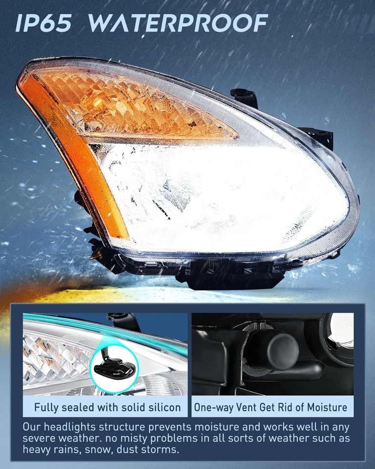 Conjunto de faros para Nissan Rogue 2008-2013 par de faros carcasa cromada Foto 4 de 4