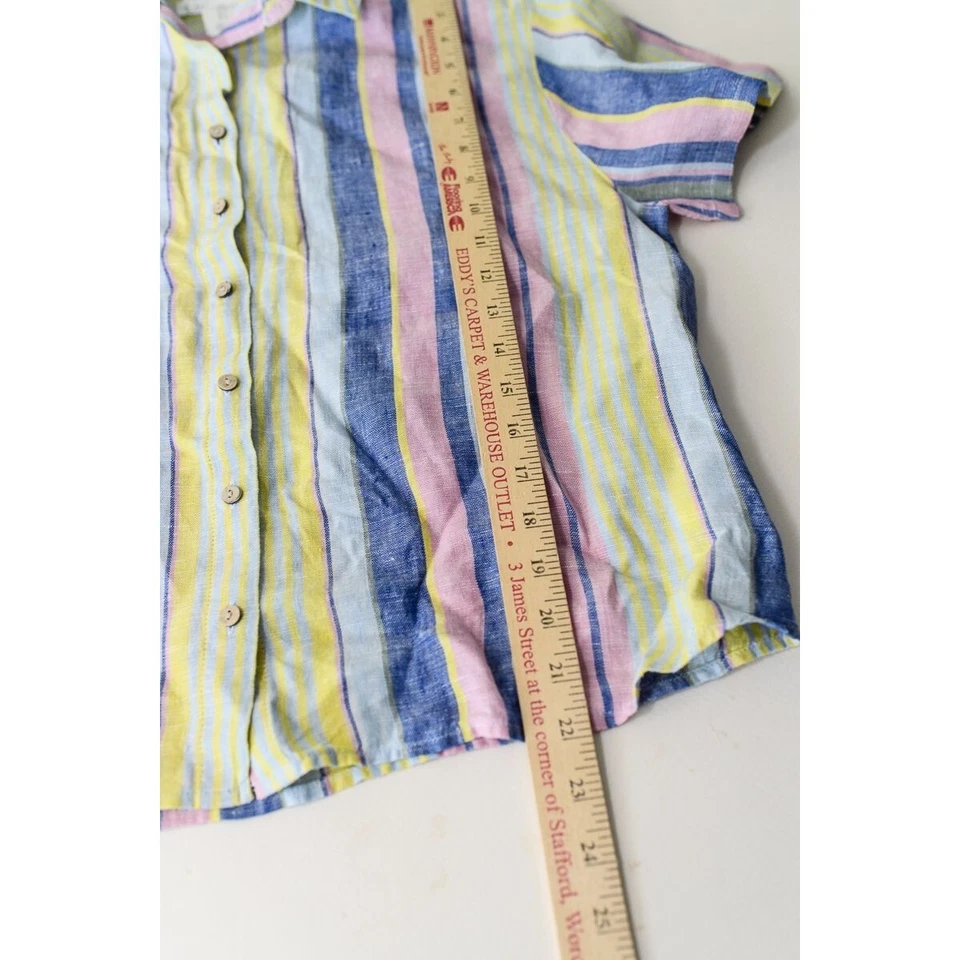 C&C California Womens Striped Button-Up Shirt 100% Linen Size M beachy coastal - Image 4 of 4