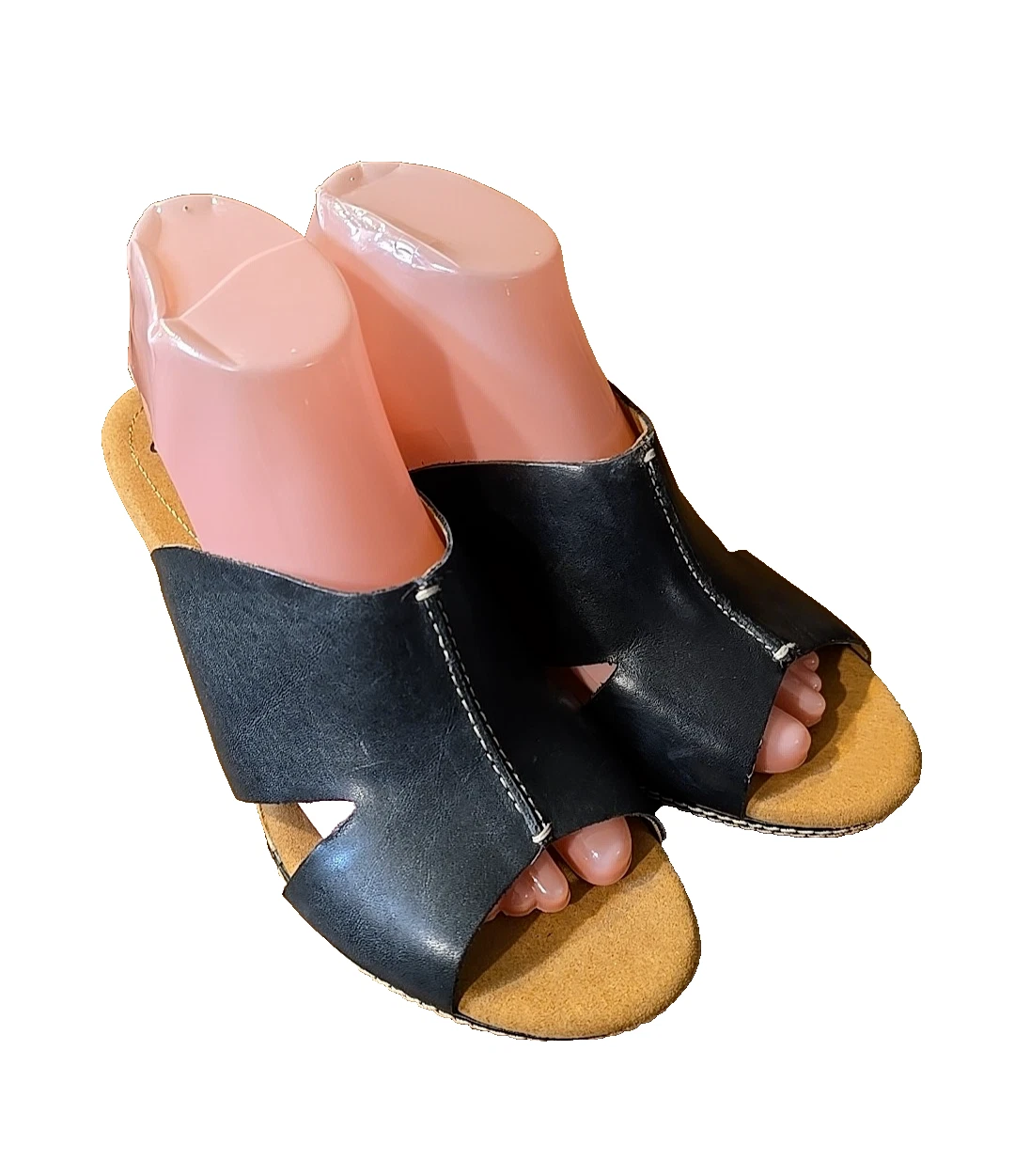 Sandali donna Clarks Helio neri in pelle con zeppa e slip on nuovi senza scatola taglia 9 5M