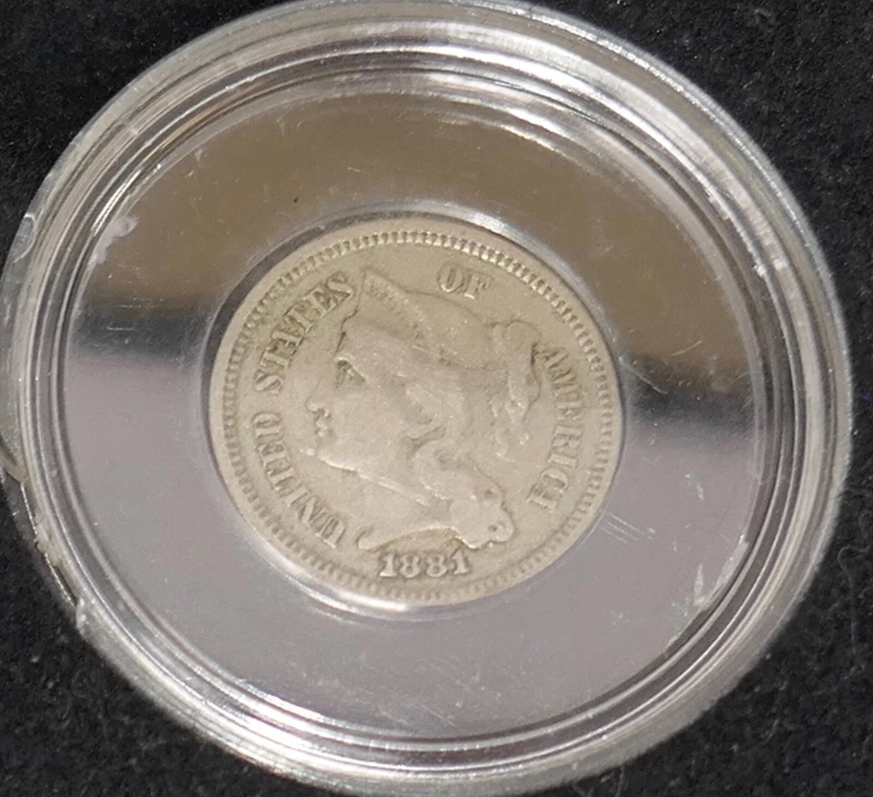1881 Three 3 Cent 3C Ungraded Nickel - Image 3 of 4