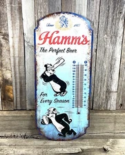 Hamm's Hamms Beer Bear Thermometer 17" Metal Aluminum Sign Garage Bar Decor New