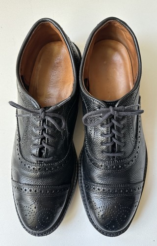 Allen Edmonds Strandmok Men's Black Pebbled Leather Oxfords USA Size 10 E -M15 - Picture 3 of 11