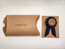 NOS Longaberger 2004 Wood Blue Ribbon Tie-On/Clip On 28594