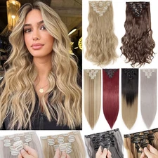 Wavy 8PCS Thick Full Head Clip In Hair Extensions Hair Extentions Real as Human