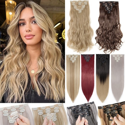#ad #ad Wavy 8PCS Thick Full Head Clip In Hair Extensions Hair Extentions Real as Human $21.14